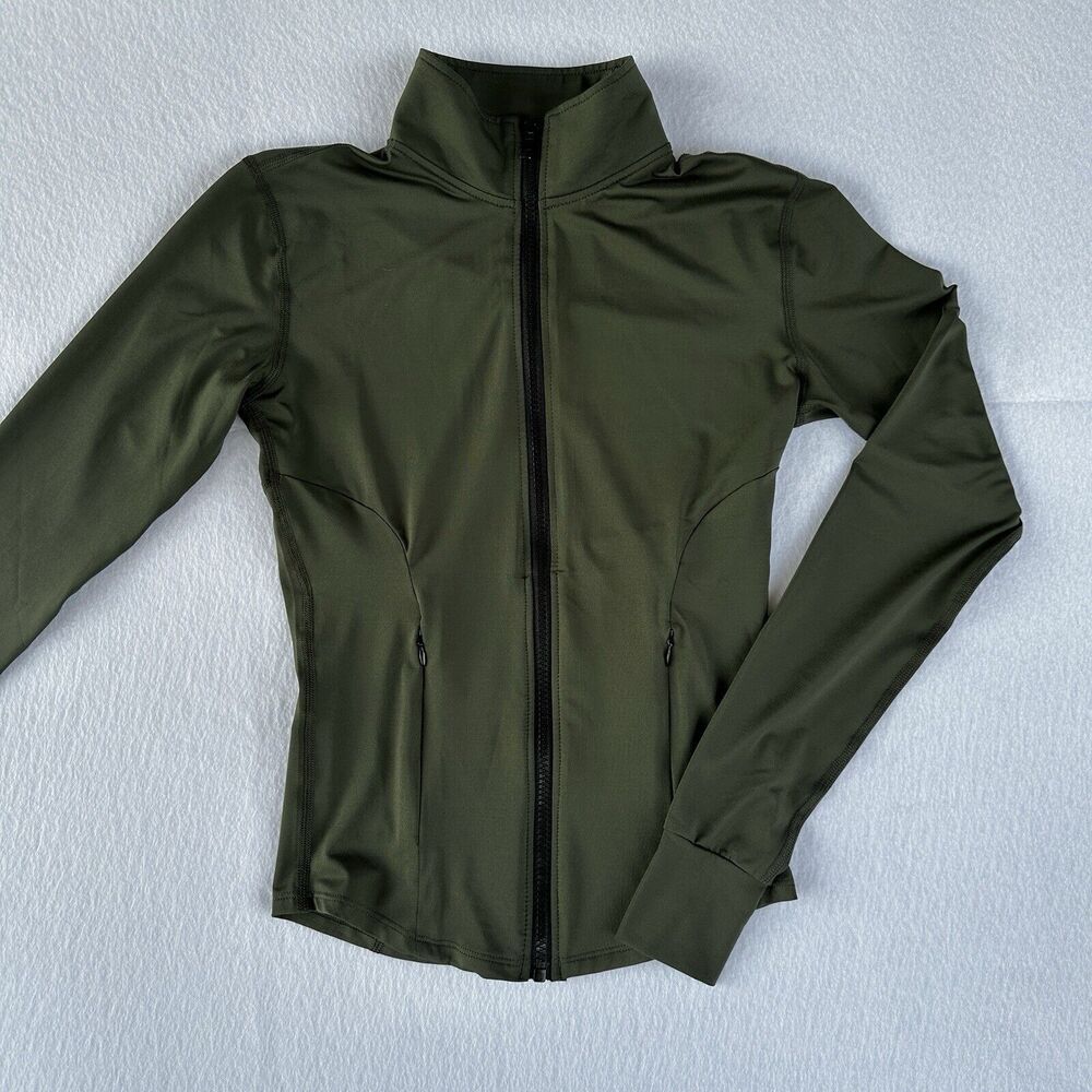 Never Worn. Womens Yoga Zip Up Fitness Workout Athletic Jacket Green - XSMALL